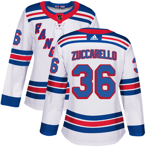 Adidas Rangers #36 Mats Zuccarello White Road Authentic Women's Stitched NHL Jersey
